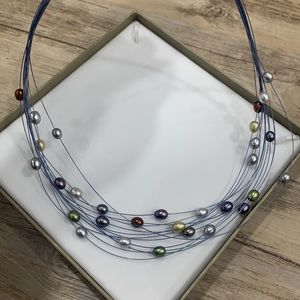 Honora Multi Color Strand Pearl Necklace Choker w Stainless Steel Clasp NWT